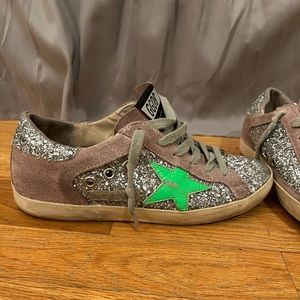 silver glitter golden gooses not worn a lot